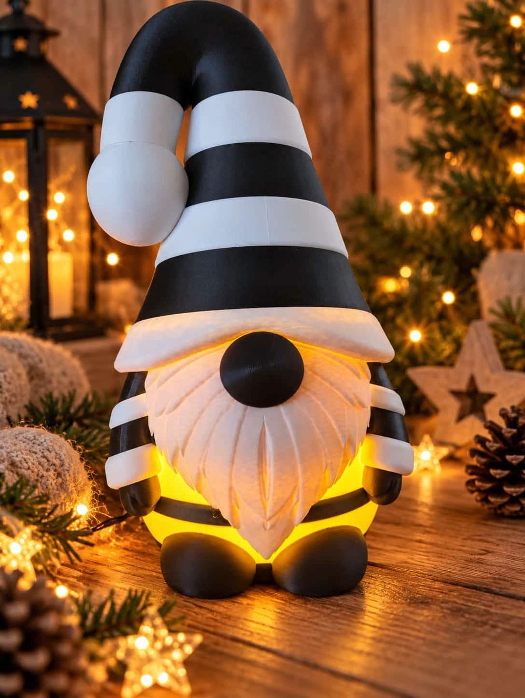 🎄 XXL Weihnachtswichtel mit LED-Lichteffekt – 49 cm | 3D-Druck