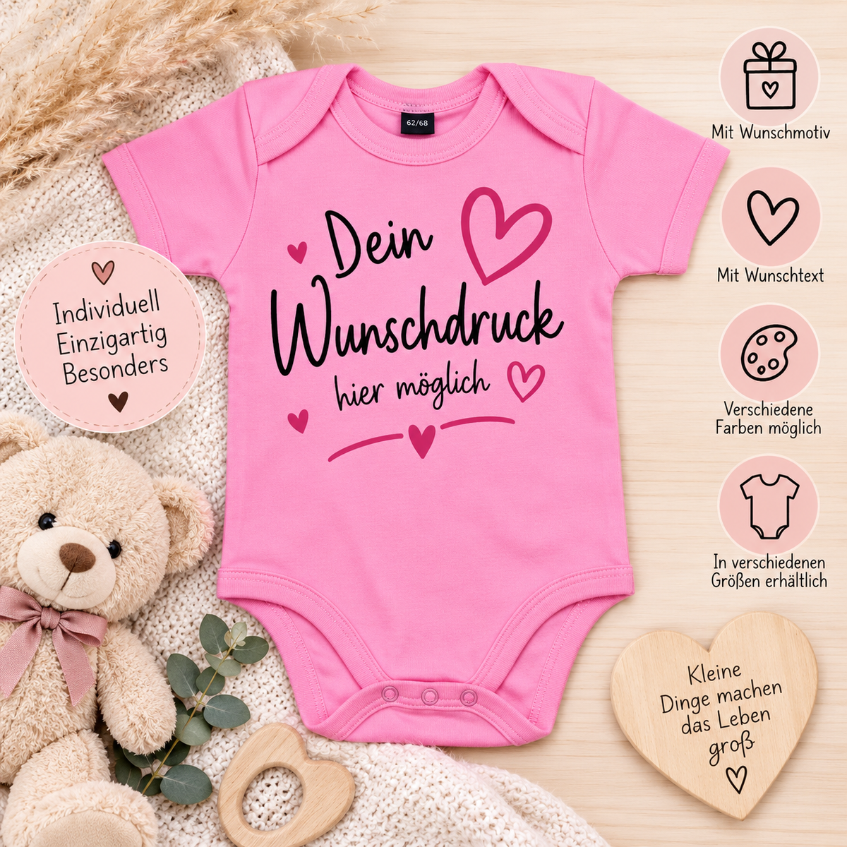 💕 Baby-Body mit Wunschdruck – individuell & einzigartig