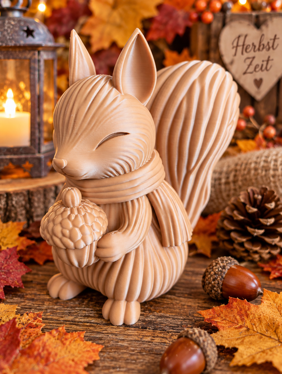 🐿️ Herbst-Eichhörnchen – liebevolle 3D-Deko 🍂