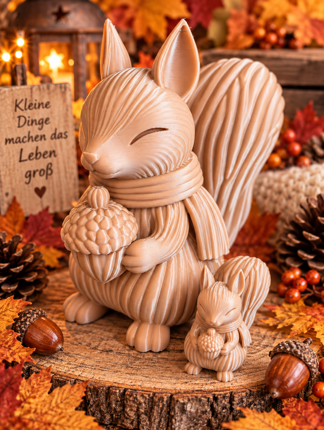 🐿️ Herbst-Eichhörnchen – liebevolle 3D-Deko 🍂