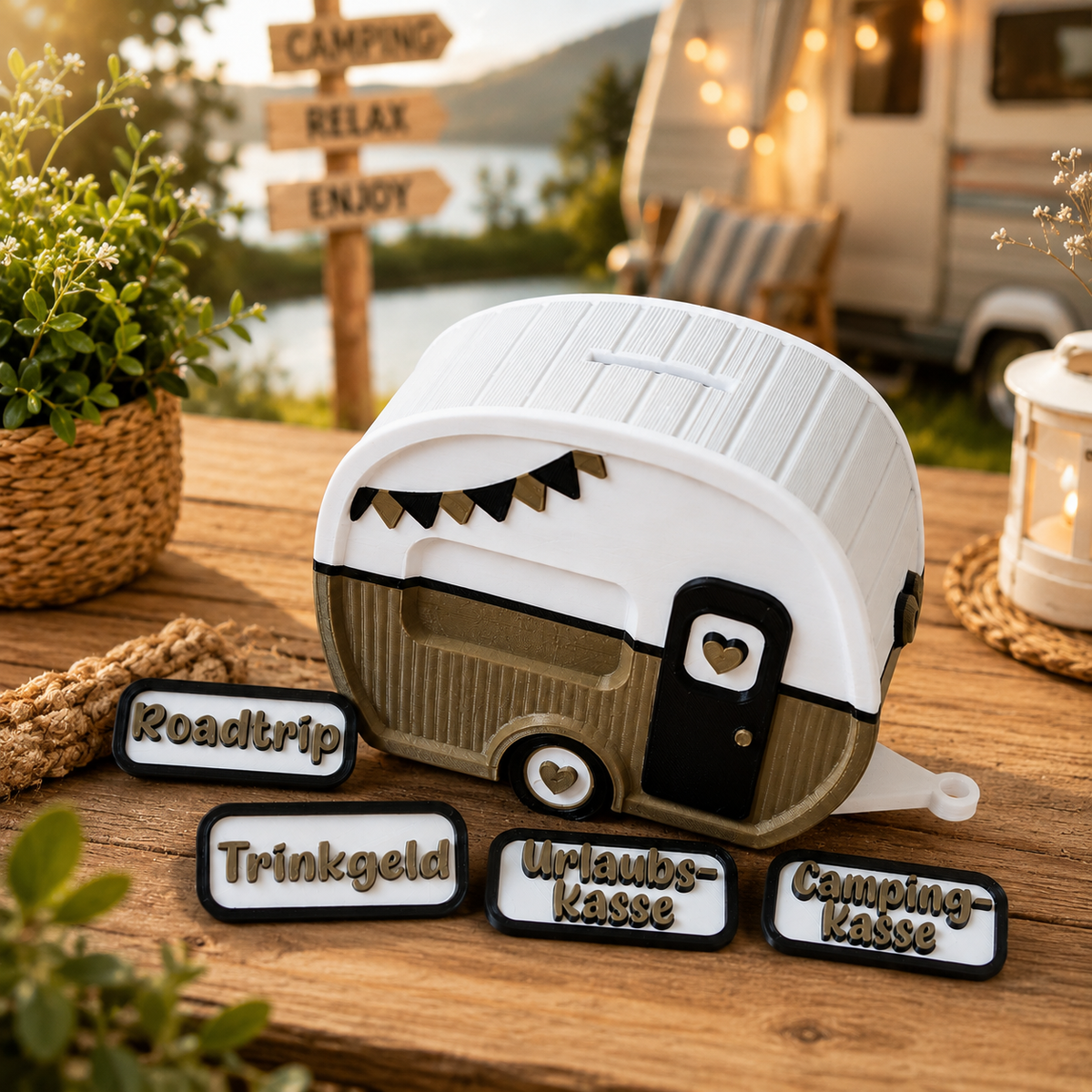 Wohnwagen-Spardose – individuell personalisierbar 🚐🏕️