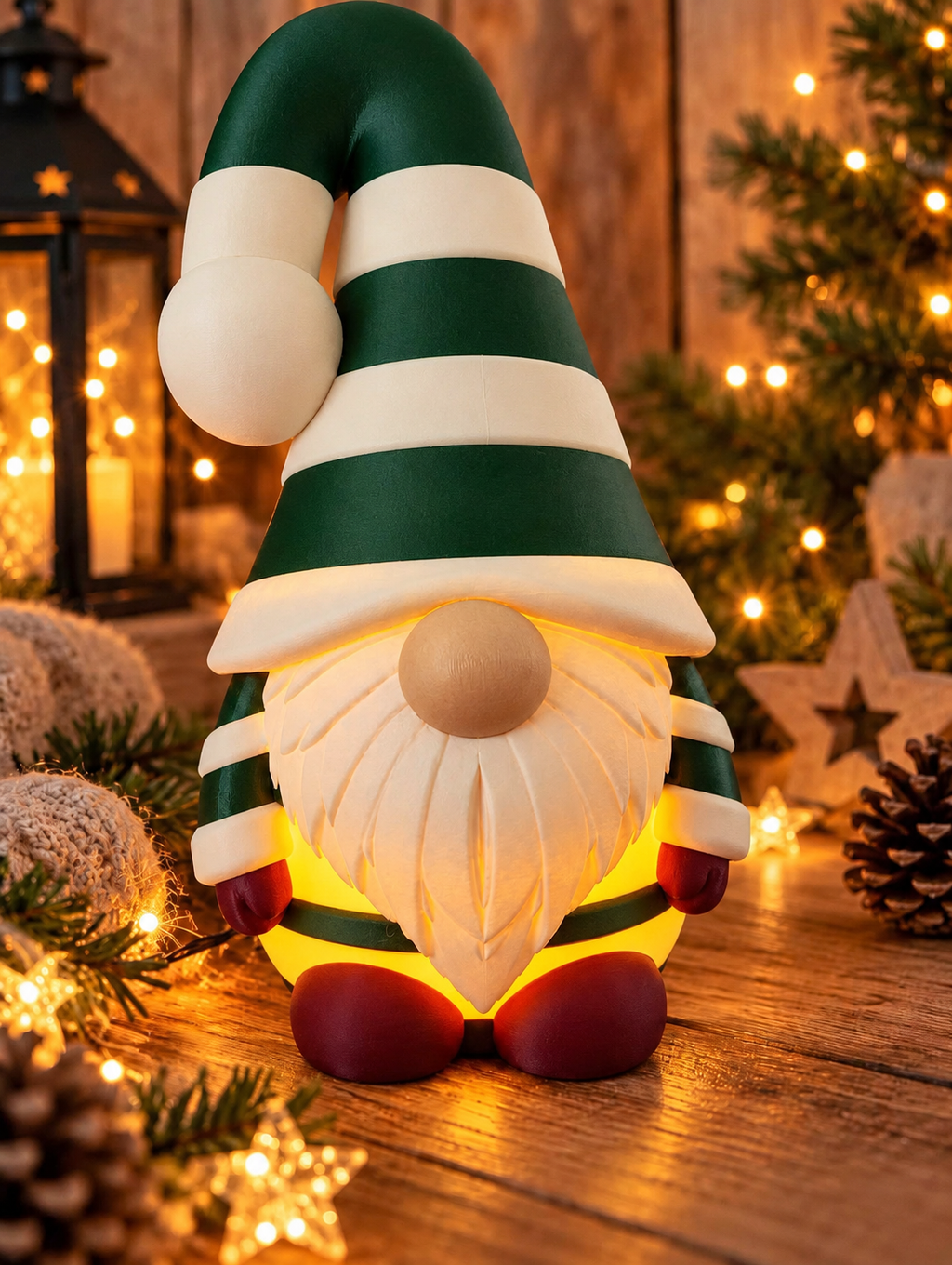 🎄 XXL Weihnachtswichtel mit LED-Lichteffekt – 49 cm | 3D-Druck