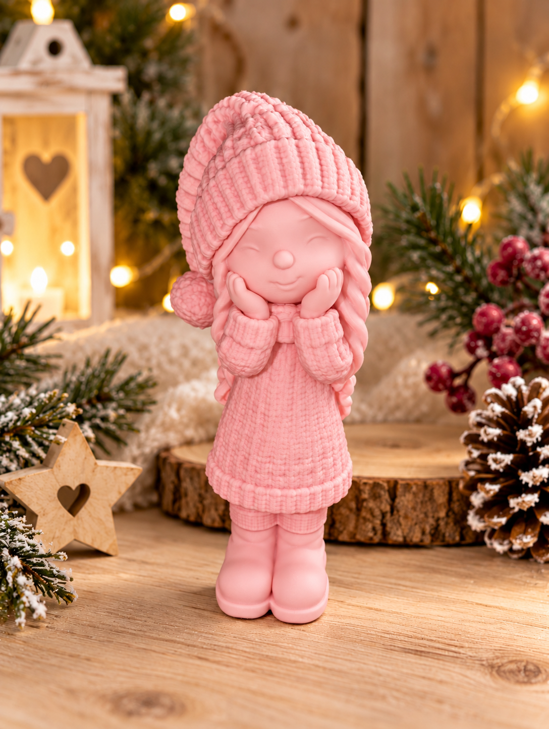 🍂 Süßes Herbstmädchen – 3D-gedruckte Herbstdeko, 15 cm