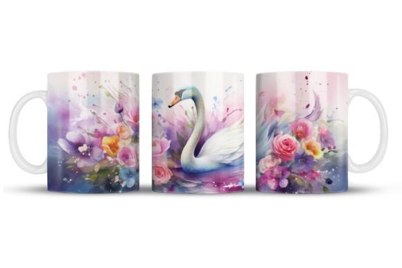 🌸 Eleganz in jedem Schluck: Unsere Schwan-Aquarell-Tasse 🦢