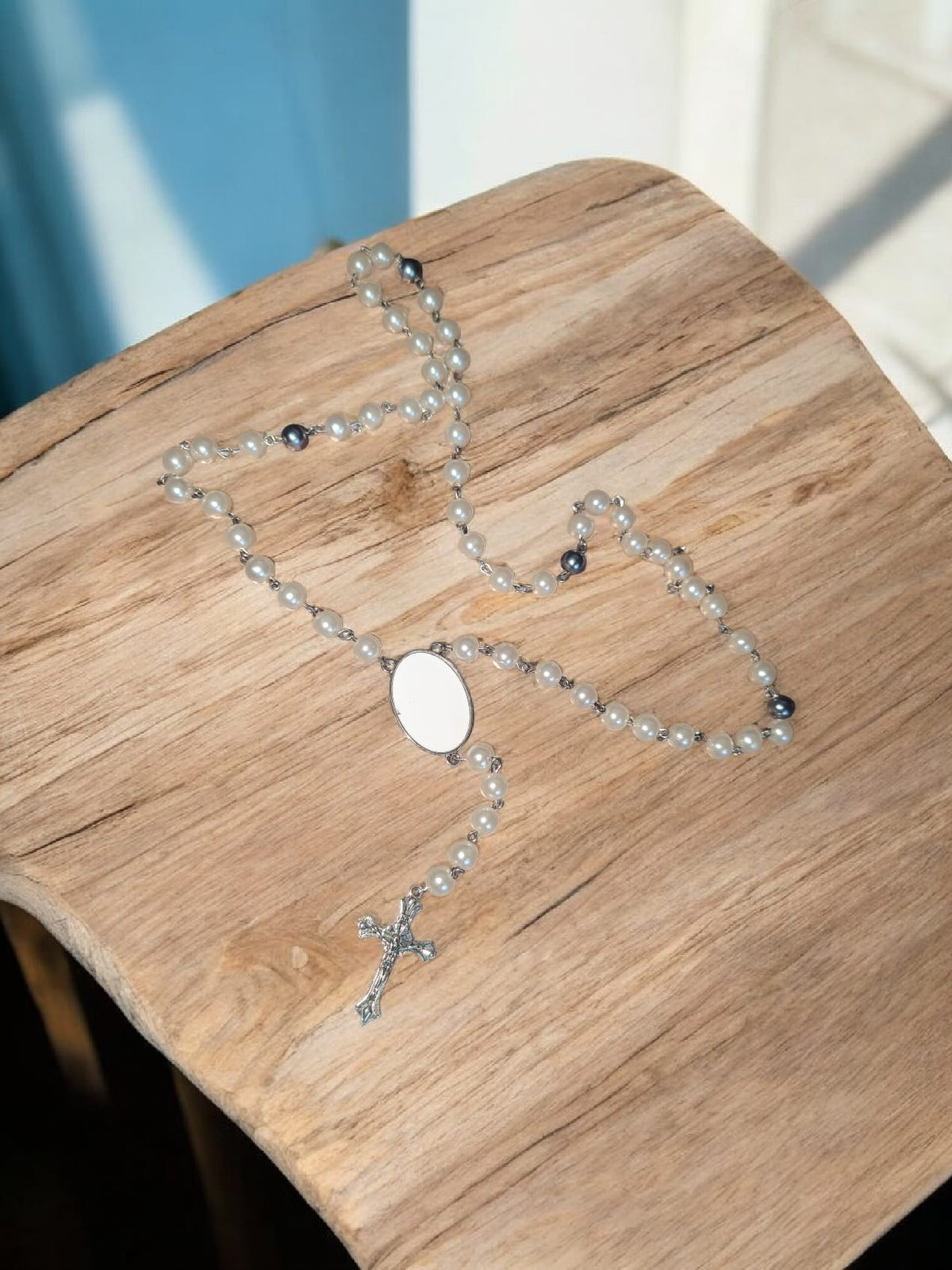 Eleganter Rosenkranz: Tiefschwarze Perlen & Silber-Kruzifix JanasKreativewerkstatt