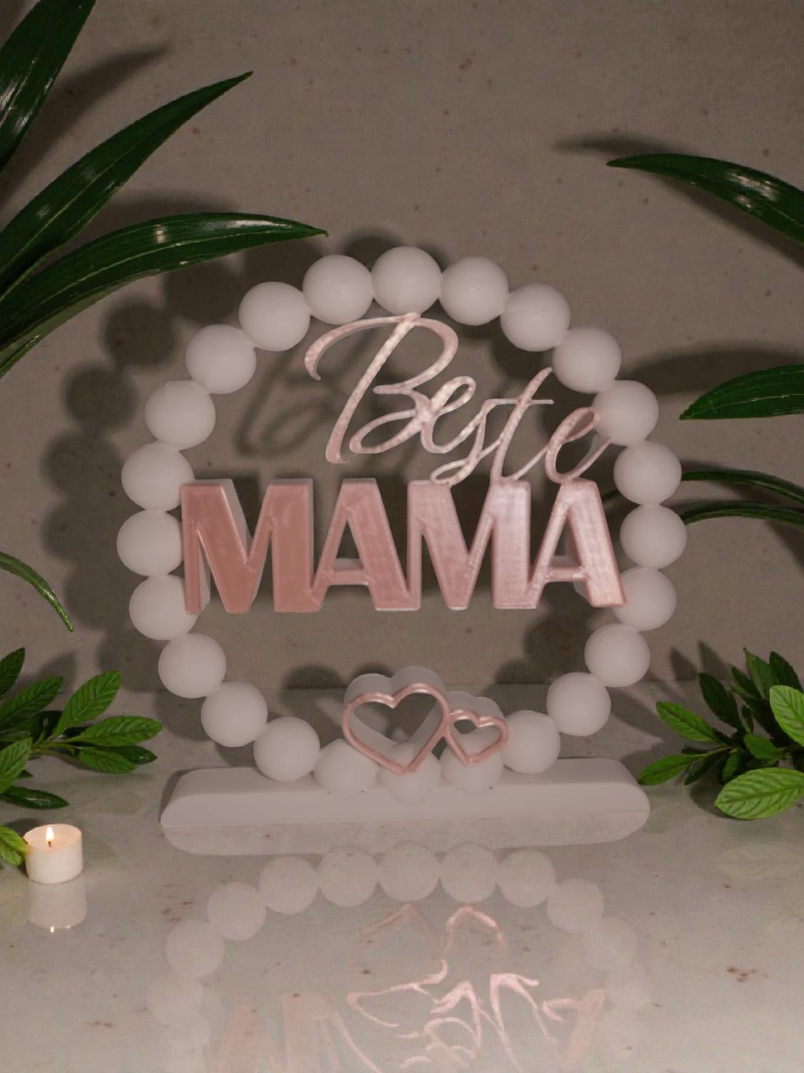 „Beste Mama“ Deko-Aufsteller – Liebevolles 3D-Design mit Herz