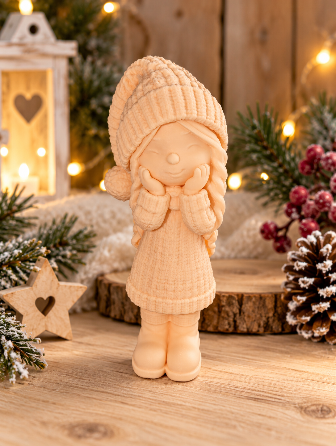 🍂 Süßes Herbstmädchen – 3D-gedruckte Herbstdeko, 15 cm