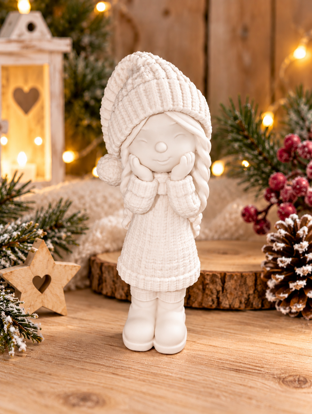 🍂 Süßes Herbstmädchen – 3D-gedruckte Herbstdeko, 15 cm