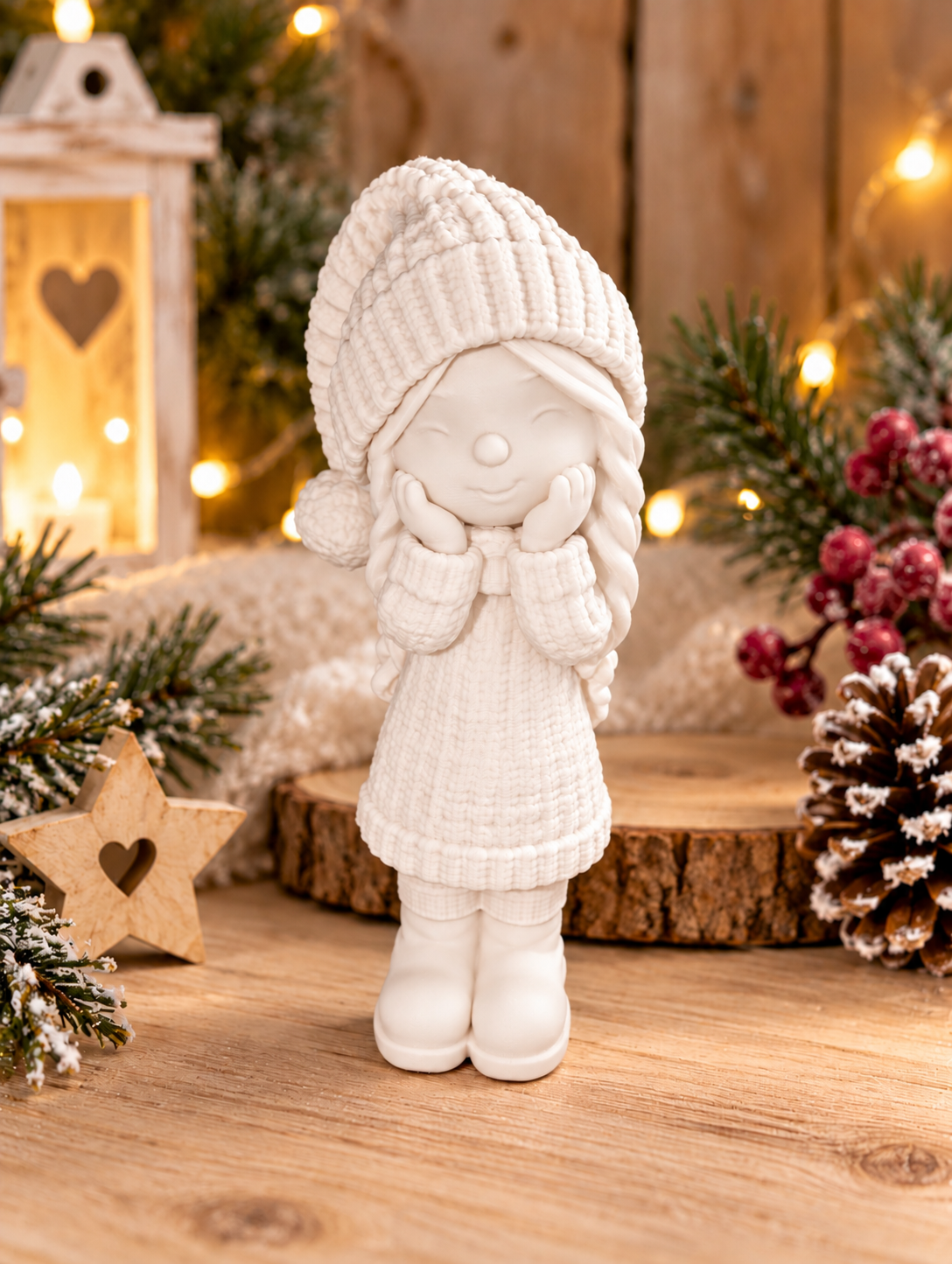 🍂 Süßes Herbstmädchen – 3D-gedruckte Herbstdeko, 15 cm